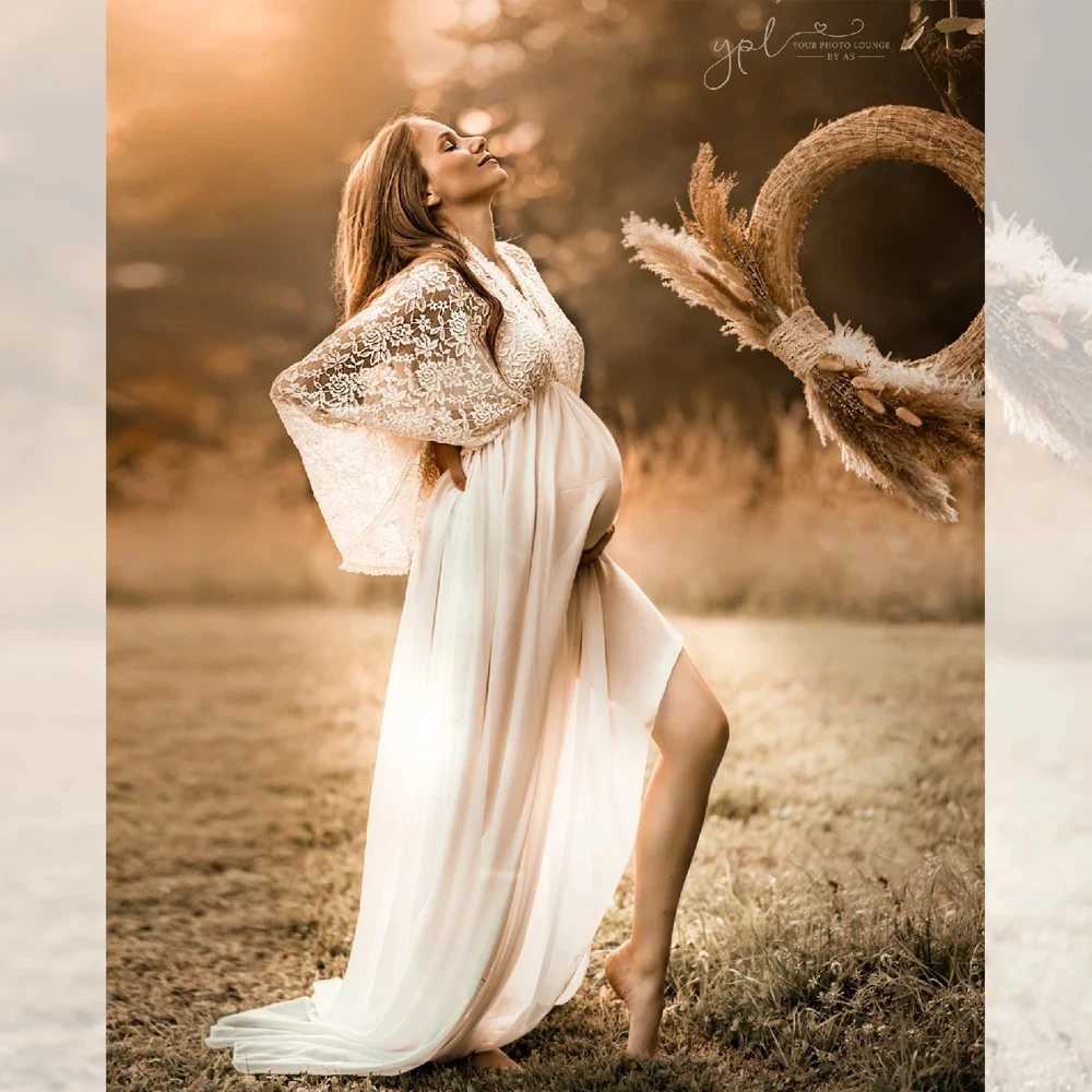 Lace Bohemian maternity photography dress sexy V-neck chiffon maternity shower dress maternity photography dress W250113