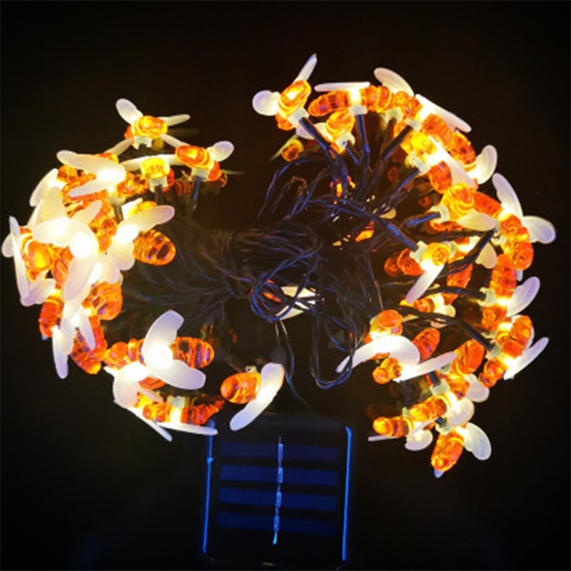 Outdoor Decorative Warm White LED Solar Bee Light String with 30 LEDs Included