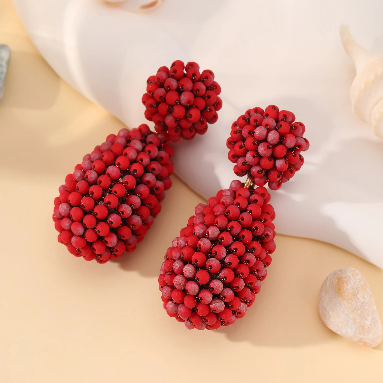 INKDEW Bead Large Earrings Water Drop shaped Long Earrings Handmade Thread Crystal Earrings Womens Gift Doorbellen EA058 250110