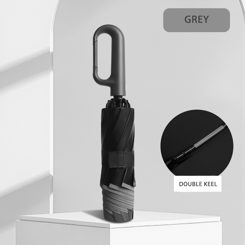 Large-Sized Auto Folding Umbrella for All Weather Conditions - Includes Durable Ring Hook and Anti-UV Features