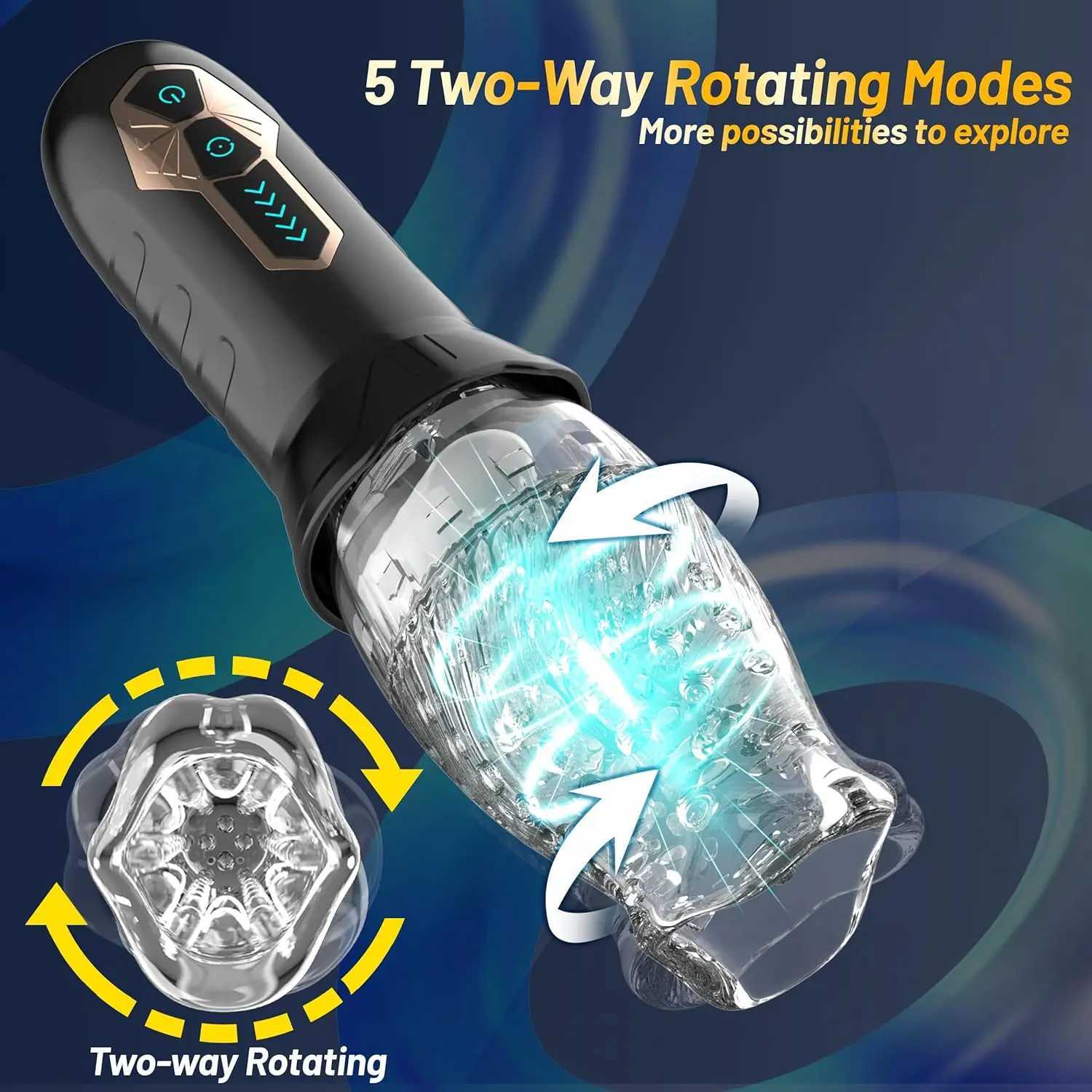 Male Automatic Masturbator Cup Vagina Masturbation 5 Rotating 10 Vibrator Penis Blowjob Pussy Stimulator Adult Sex Toys for MenW250114