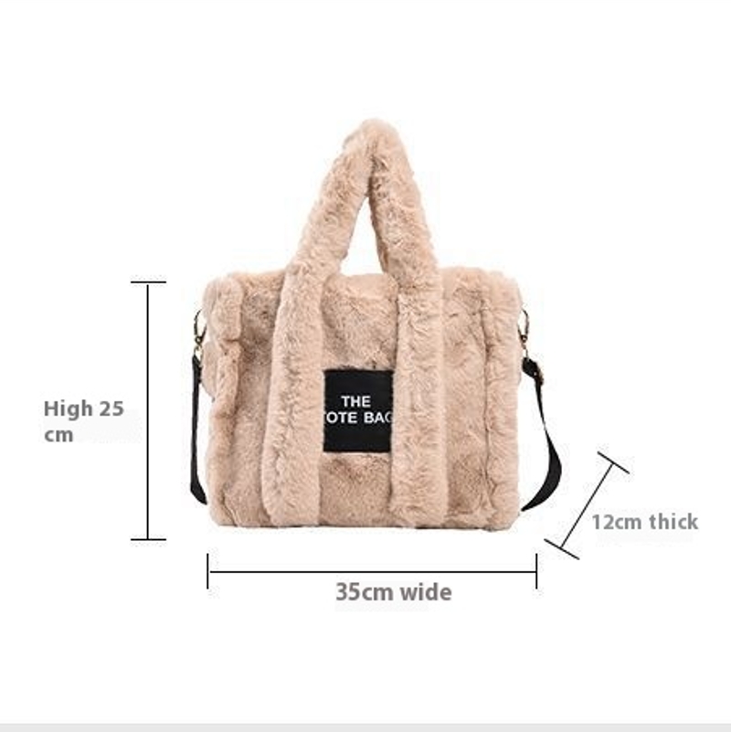 Winter Faux Fur Plush Tote Women's Letter Designer Large Capacity Handbag Shoulder Bag Purses Female Satchel Bags Bolsas