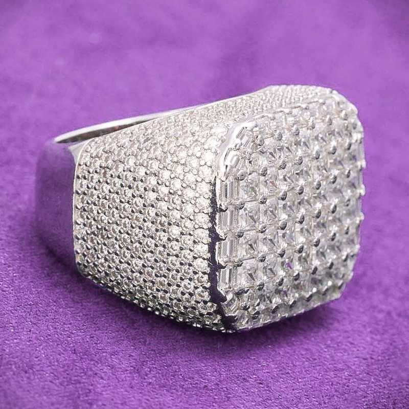 2024 Hip Hop Fine Jewelry Passd Diamond Tester 925 Sterling Silver Iced Out VVS Moissanite 8 Rows Princess Cut Ring For Men