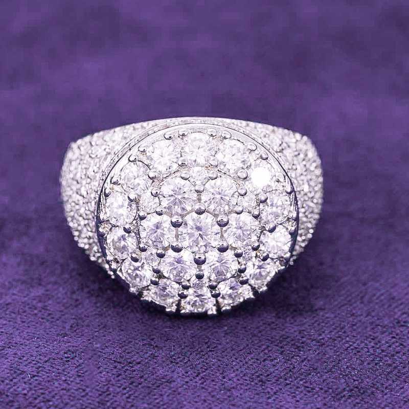2024 Hip Hop Fine Jewelry Passd Diamond Tester 925 Silver Iced Out VVS Moissanite Cluster Prong Dome Ring For Men Women