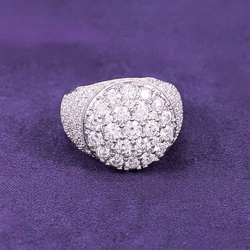 2024 Hip Hop Fine Jewelry Passd Diamond Tester 925 Silver Iced Out VVS Moissanite Cluster Prong Dome Ring For Men Women