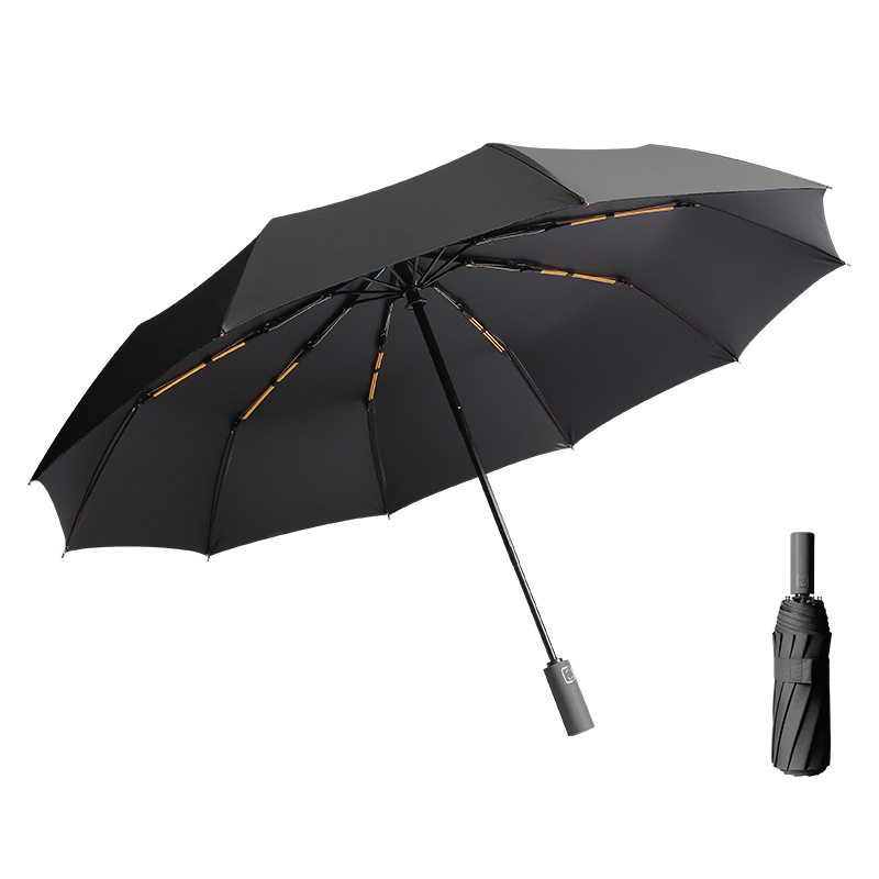Customizable Full Automatic Black Vinyl Umbrella with Sturdy Dual Dragonbone Handle - Ideal for Any Occasion