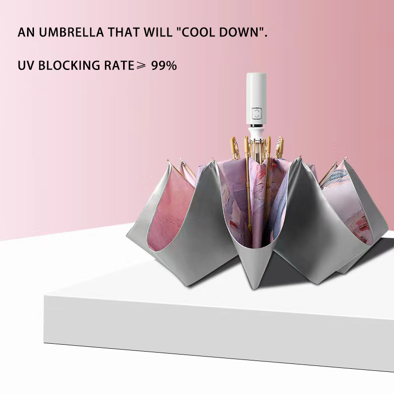 High-Quality Automatic Umbrella with Titanium Silver Printing for All Weather Conditions