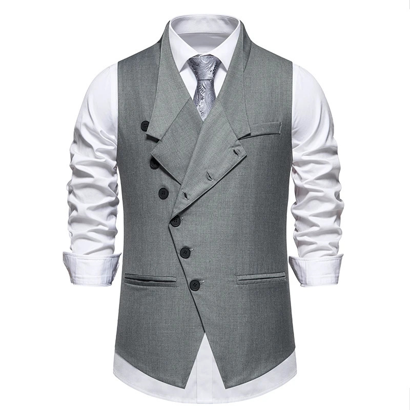 Mens Suit Vest Oblique Lapel Slim Fit Business Casual Wedding Mens Dress Waistcoat chalecos para hombre 250107