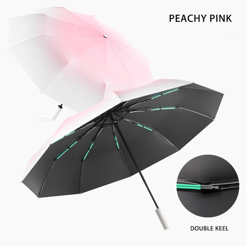10 Bones Durable Three-Section Folding Umbrella with UV Coating - Perfect for Advertising Campaigns
