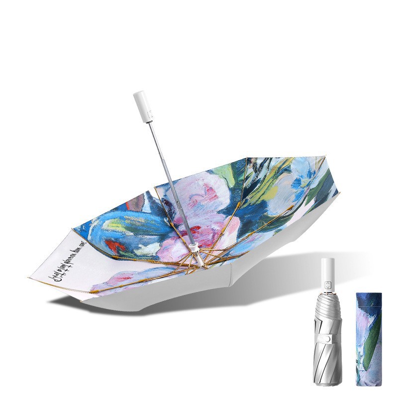High-Quality Automatic Umbrella with Titanium Silver Printing for All Weather Conditions