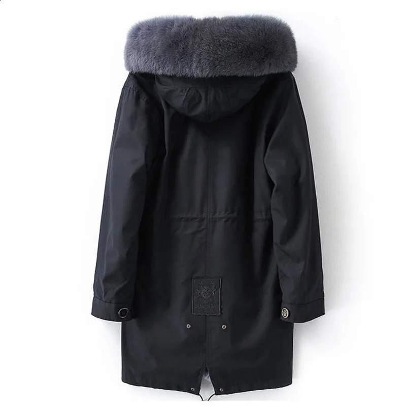 Winter Trendy Men High Quality Faux Fur Liner Parka Elegant Hair Hooded Long Coat Fashion Jackets 250107