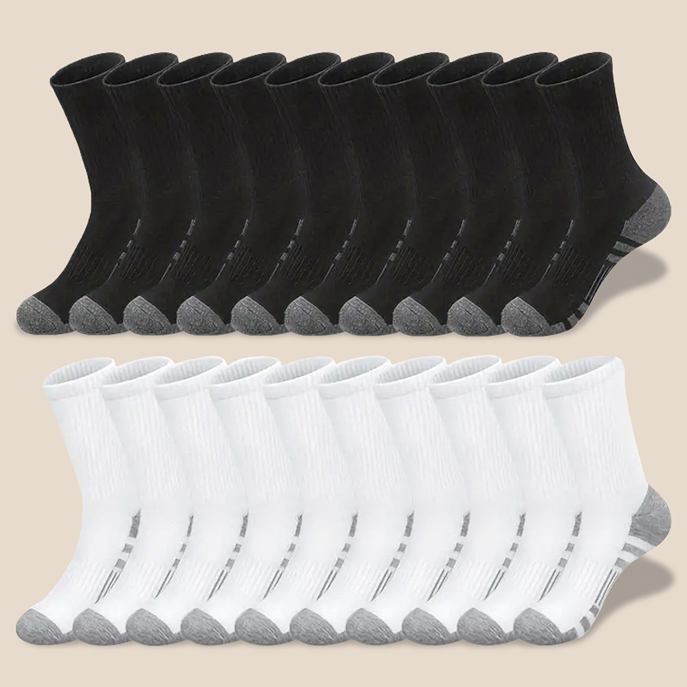 10/30 Pairs Of High-Quality Men's Workwear Socks, Unisex Sports Breathable Basketball Non Slip Socks, Casual Socks