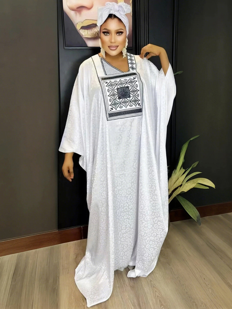 African ethnic style long skirt robe Middle Eastern Muslim women's V-neck plus size dress