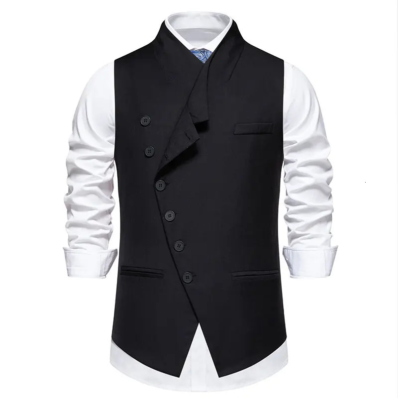 Mens Suit Vest Oblique Lapel Slim Fit Business Casual Wedding Mens Dress Waistcoat chalecos para hombre 250107