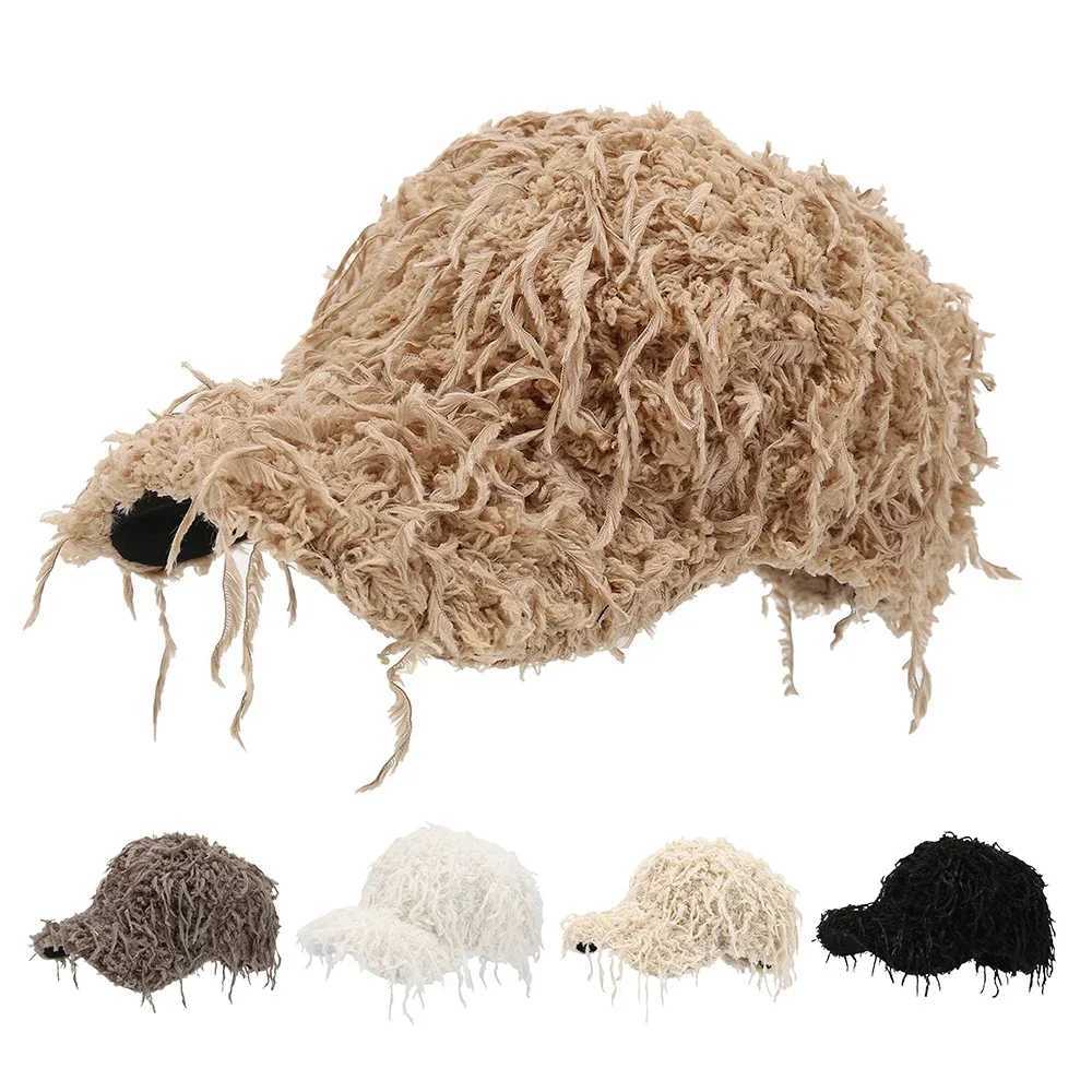 2024 Autumn Winter Warm Plush Baseball C Mens Women Imitate Trkiye Feather Fashion Thick Baseball Cap Tassel Nail C W250113