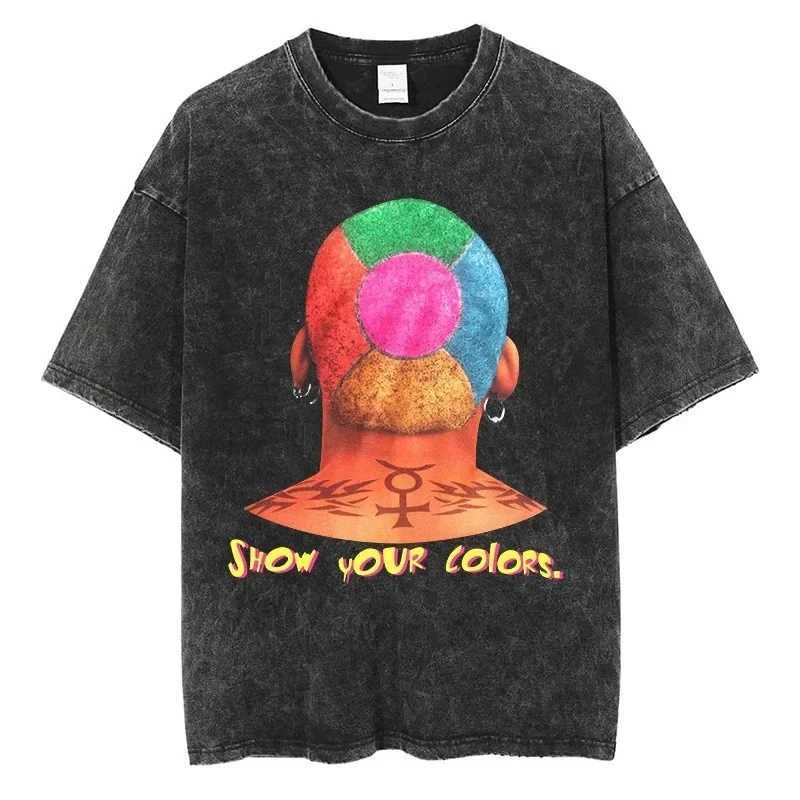 Men's T-Shirts Men Clothing Cotton Vintage Washed T-shirt Dennis Rodman Graphic T Shirt Oversized Summer Fashion Hip Hop Streetwear Tees J240111