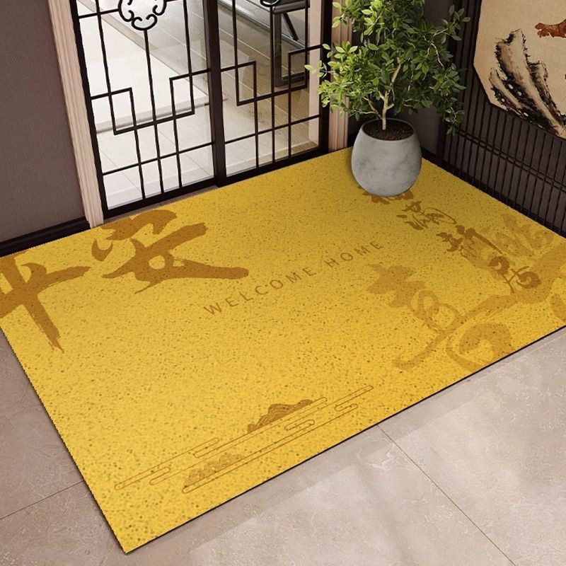 Entrance Door Wire Ring Floor Mat Golden Square Shape To Attract Wealth and Fortune Corridor Staircase Scraping Soil