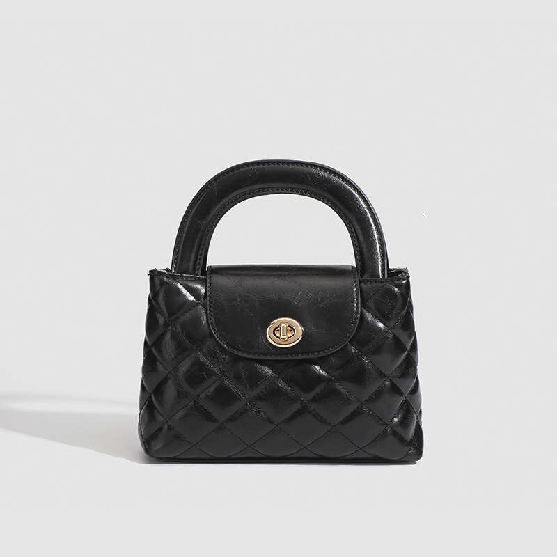 Xiaoxiangfeng Lingge Lacquer Leather Handbag, Small Square Chain Bar Bag, Women's 2025 New Commuter One Shoulder Crossbody Bag
