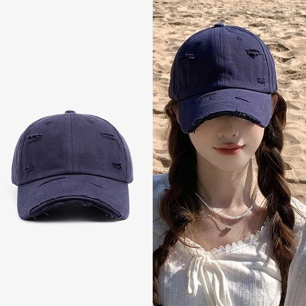 Womens Baseball C Spring/Summer Hip Hop Soft Top Curve Eaves Retro Distred Hat Duckbill C for Men W250113