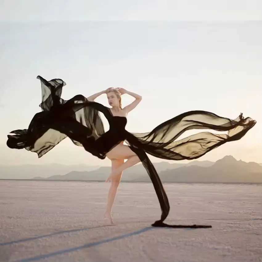 Lace chiffon maternity dress split long maternity photography dress maternity long dress photo prop 2025 new W250113