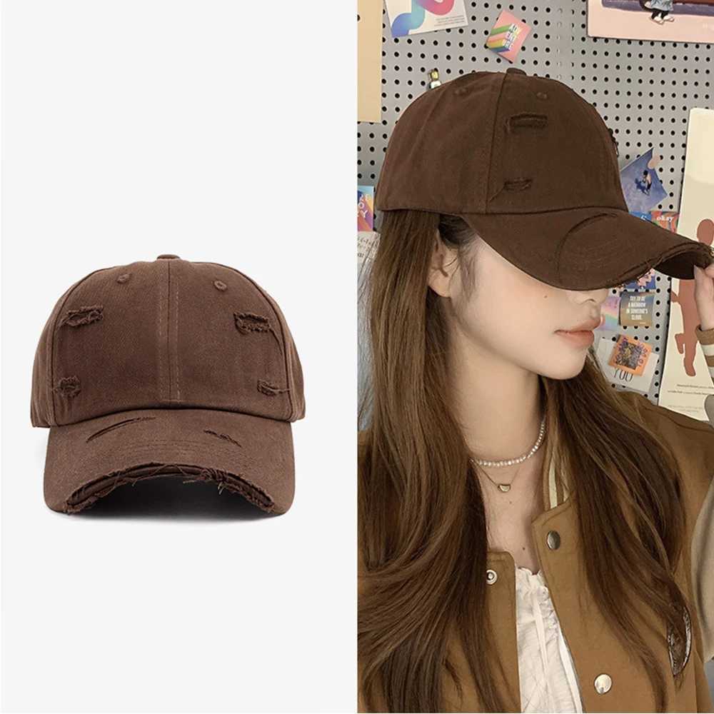 Womens Baseball C Spring/Summer Hip Hop Soft Top Curve Eaves Retro Distred Hat Duckbill C for Men W250113