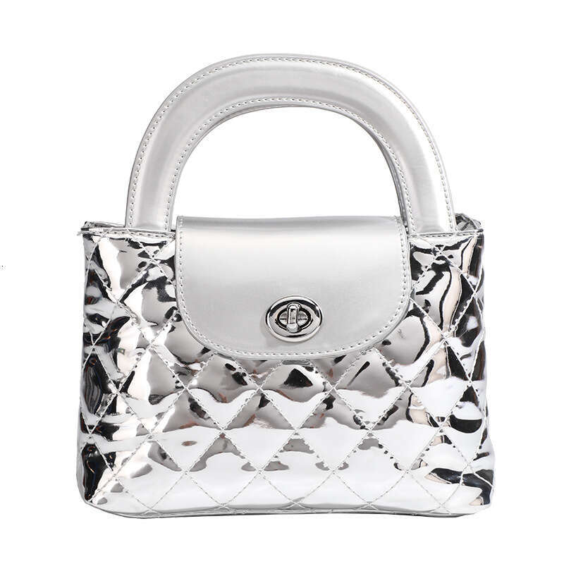 Xiaoxiangfeng Lingge Lacquer Leather Handbag, Small Square Chain Bar Bag, Women's 2025 New Commuter One Shoulder Crossbody Bag