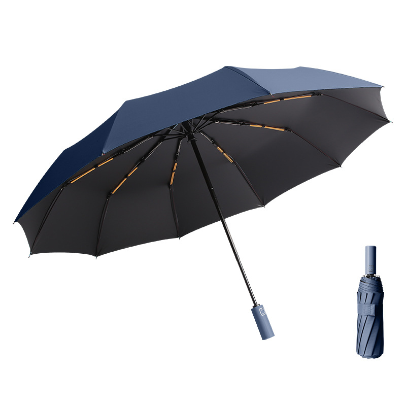 Customizable Full Automatic Black Vinyl Umbrella with Sturdy Dual Dragonbone Handle - Ideal for Any Occasion