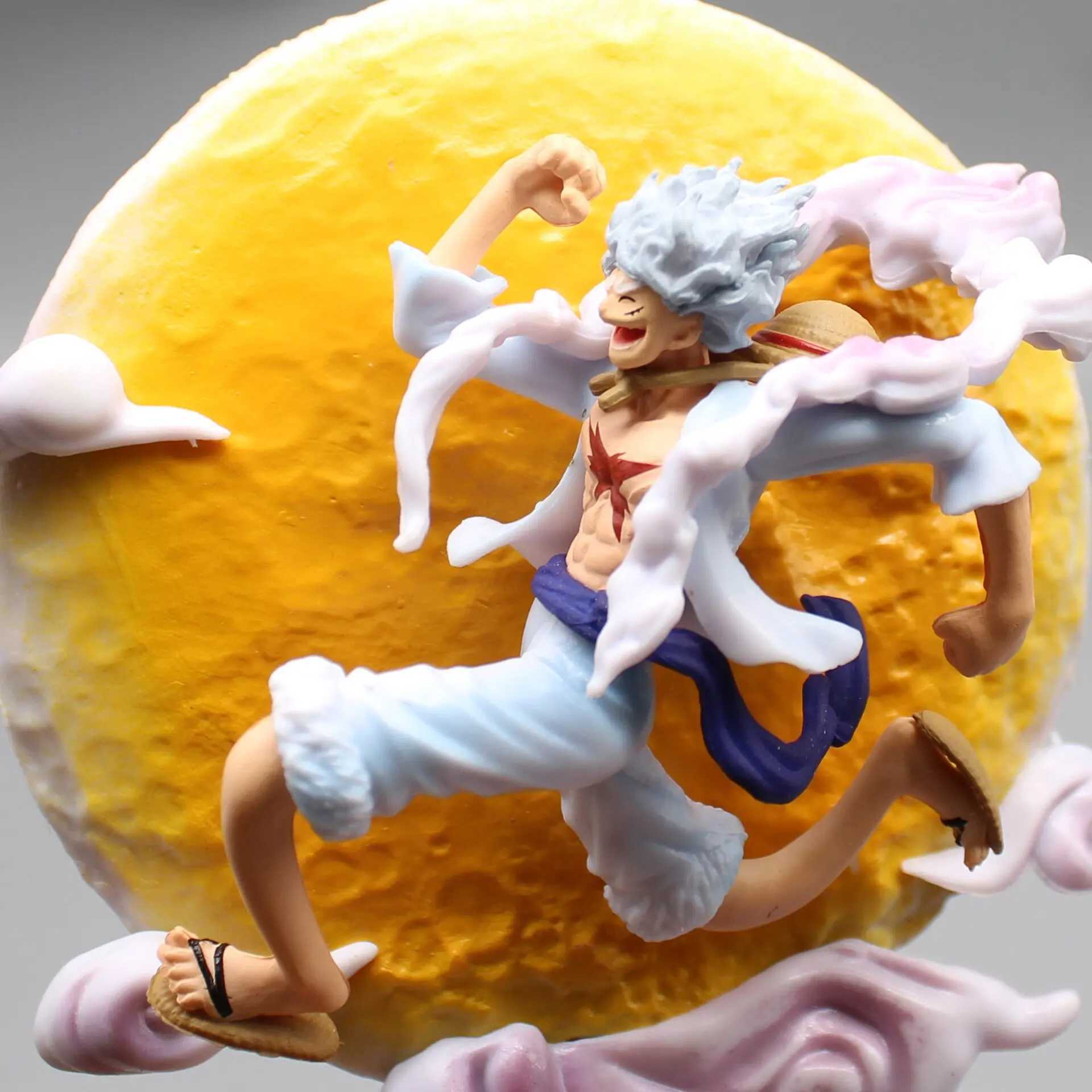 16cm One Piece Anime Figure Moon Fairy Nika Monkey D Luffy Gear 5 With Moon Light Action Figure Gk Statue Model Christmas Gifts W250114