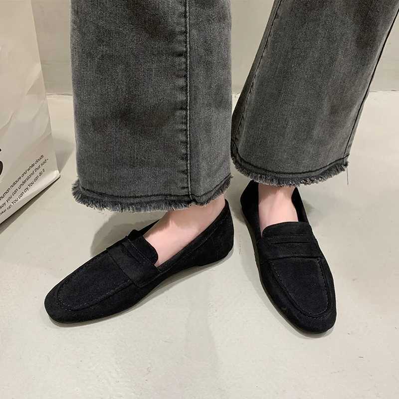 Womens Slip- Deep-Mouth Flat Bottom Loafers Spring Veet Round Head Thick Bottom Low Heel Soft Comfortable Flats ShoesXJ250113