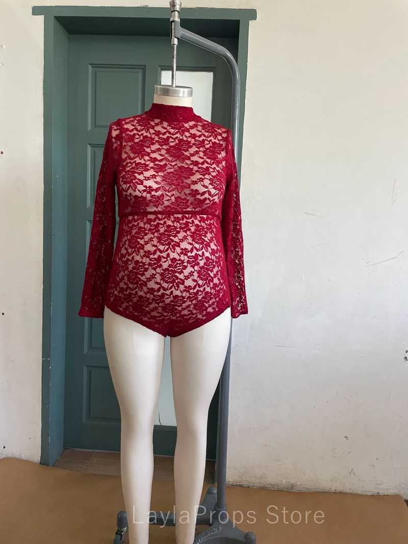 Lace maternity photography prop jumpsuit stretch pregnancy photo shoot for boys or girls Par tight fitting long sleeved W250113