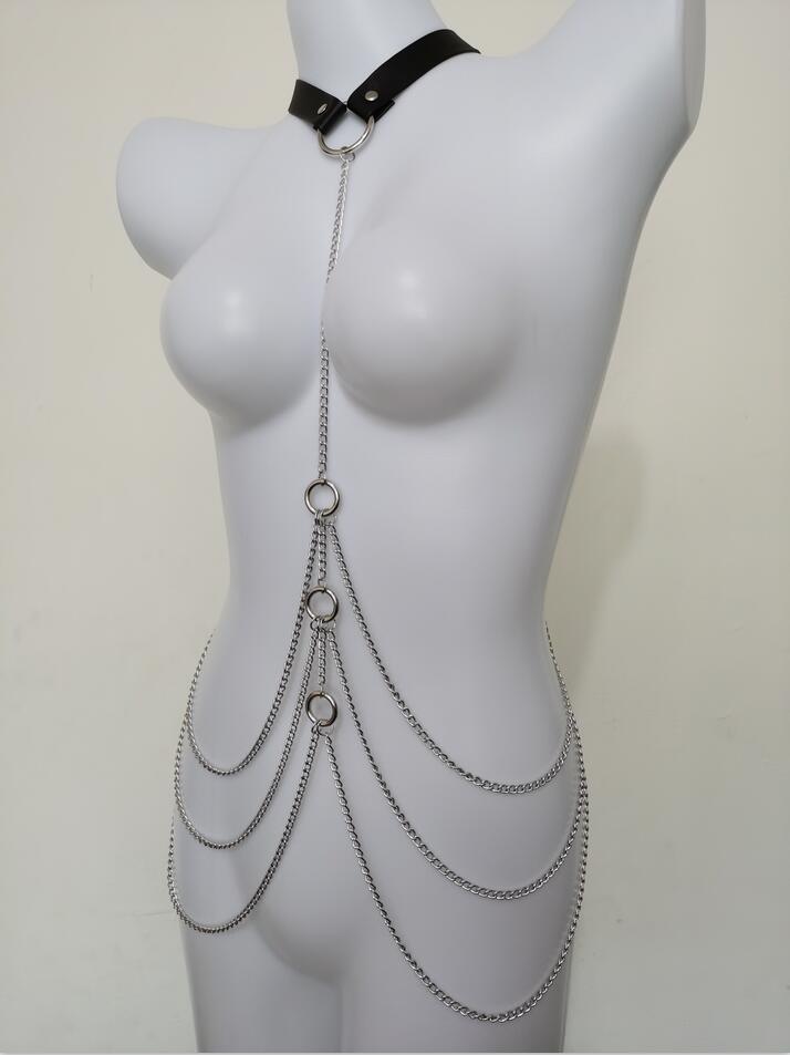 Stage Wear Sexy Body Chain Harness Women Cool Fashion Metal Punk Style Nightclub Party Faux Leather Waist Jewellery Performance belt