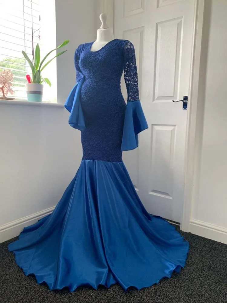 2024 lace maternity dress photography props dress photo shoot mermaid Maxi dress maternity long sleeved dress W250113