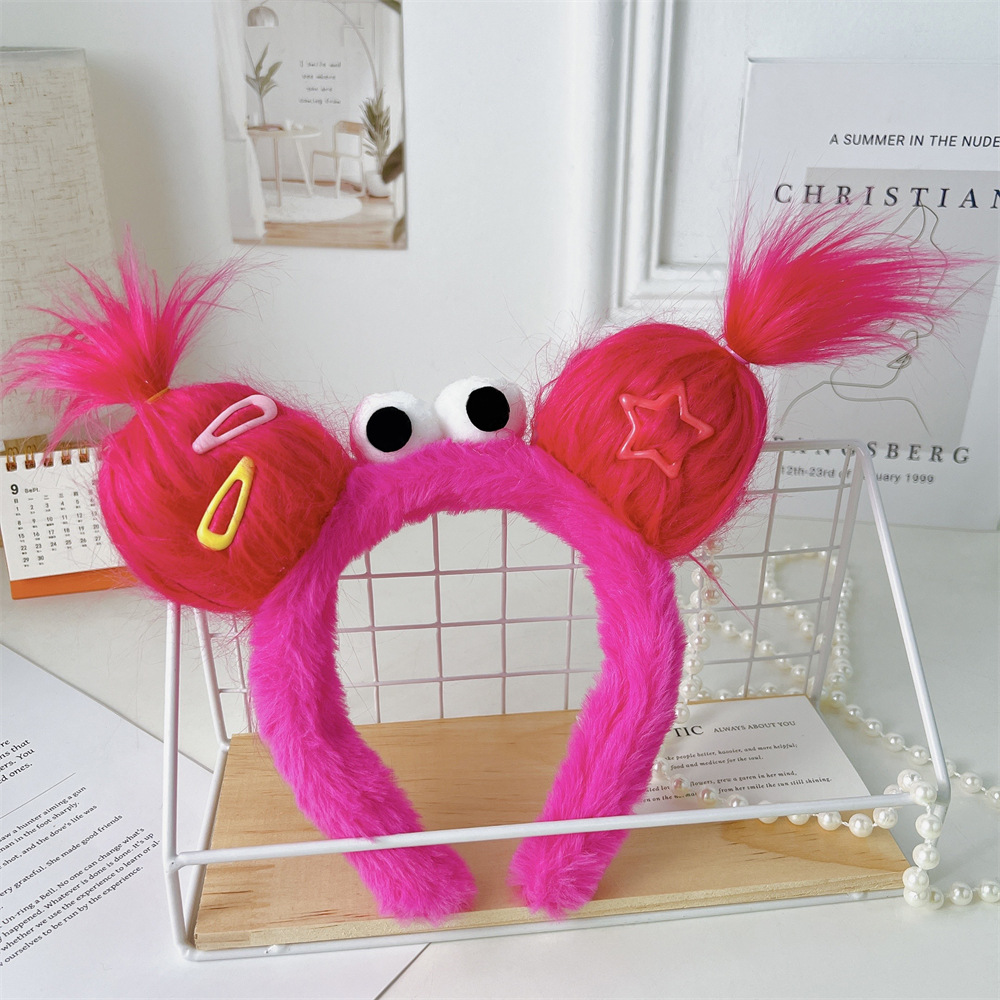 Adult funny Sanfu ugly doll headband creative sand carved monster plush headband playful and cute autumn and winter headwear