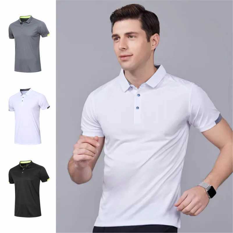 Summer quick drying short sleeved polo shirt Golf company group breathable fitness collar sports shirt big button top M250113