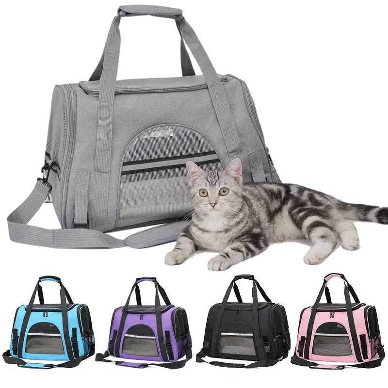 NEW Cat Bags Soft-Sided Portable Dog Carrier Mesh Breathable Carrier Bags Foldable Cats Handbag Travel Pet Bag Transport BagXJ250113