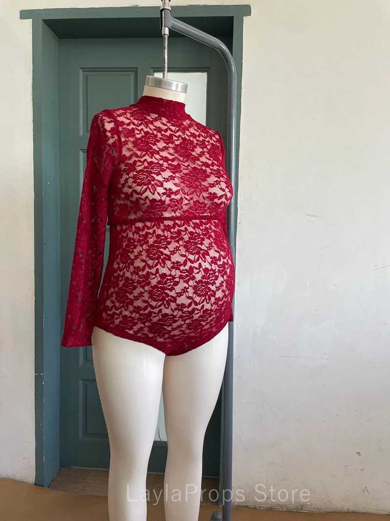 Lace maternity photography prop jumpsuit stretch pregnancy photo shoot for boys or girls Par tight fitting long sleeved W250113