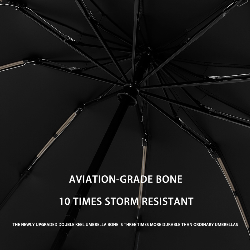 Large-Sized Auto Folding Umbrella for All Weather Conditions - Includes Durable Ring Hook and Anti-UV Features