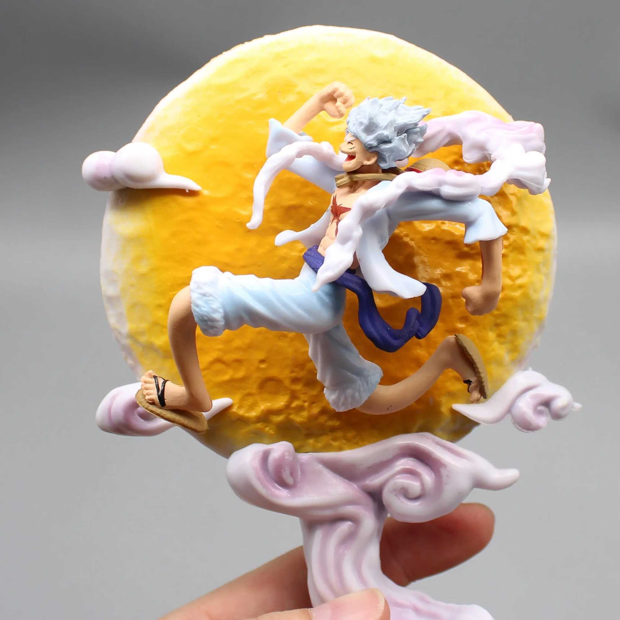 16cm One Piece Anime Figure Moon Fairy Nika Monkey D Luffy Gear 5 With Moon Light Action Figure Gk Statue Model Christmas Gifts W250114