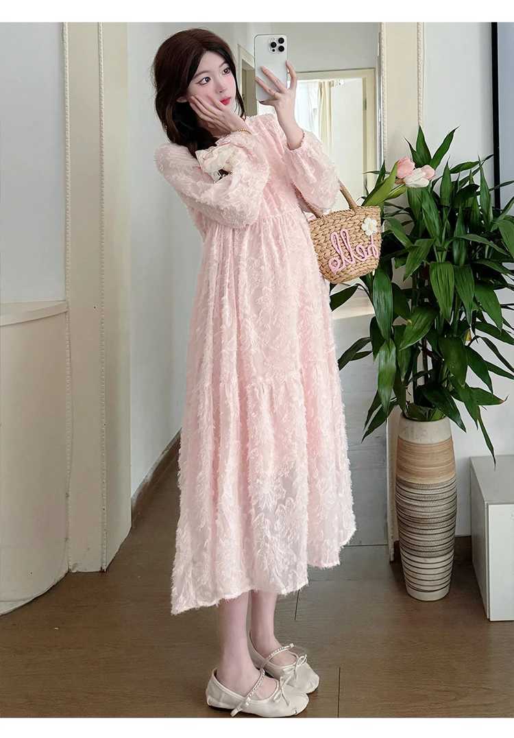 Good Qu Pregnant Summer Par Dress Short Pregnant Wedding Dress Sweet Mesh Puff Sleeves Fashionable Embroidered Dress W250113