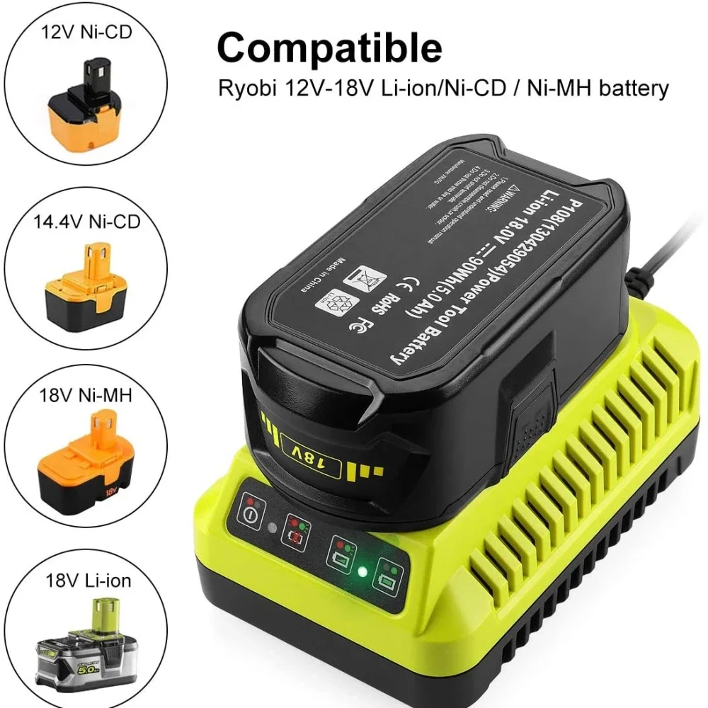 For RYO Ryobi Charger, P117 Charger 12V-18V Li-ion Battery Nickel Battery Universal Battery Charger
