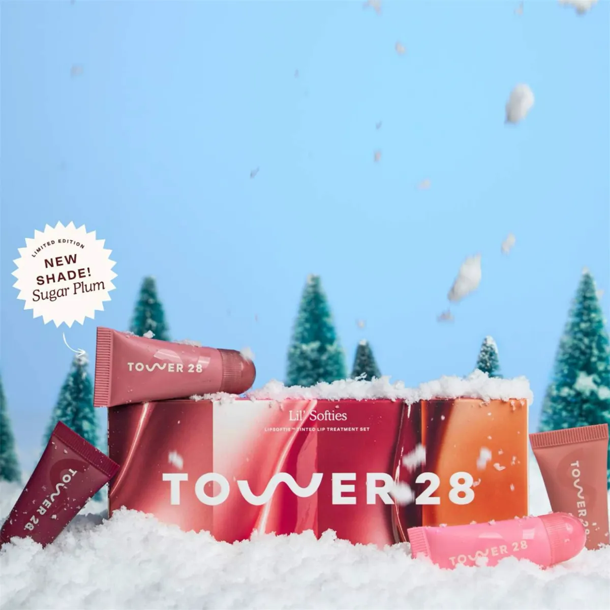 4pcs Mini Lil Softies Tower 28 Beauty Tinted Lip Balm Sugar Plum Deep Moisturizing Smoothing Lip Lines Daily Lip Care 4*5g