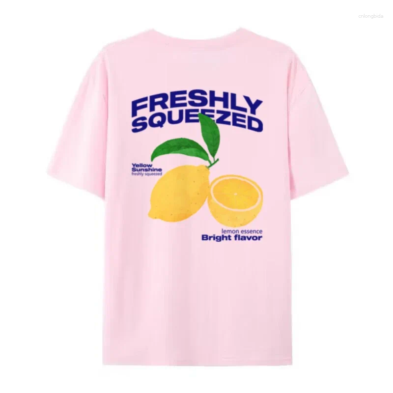 Womens T Shirts 90s Retro Lemon Citrus Back Print T-Shirt Oversized Cute Aesthetic Fruit Graphic Tees Streetwear Tops Women Fashion