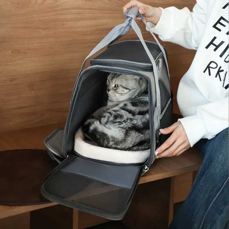 NEW Cat Bags Soft-Sided Portable Dog Carrier Mesh Breathable Carrier Bags Foldable Cats Handbag Travel Pet Bag Transport BagXJ250113