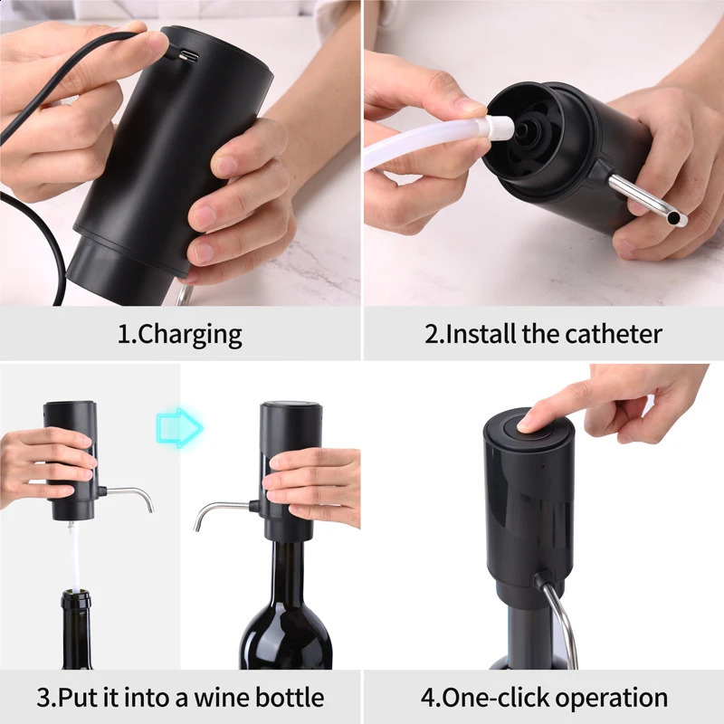 Rechargeable Electric Wine Aerator Dispenser Onetouch Automatic Decanter Intelligent Bar Accessories Tool 250106