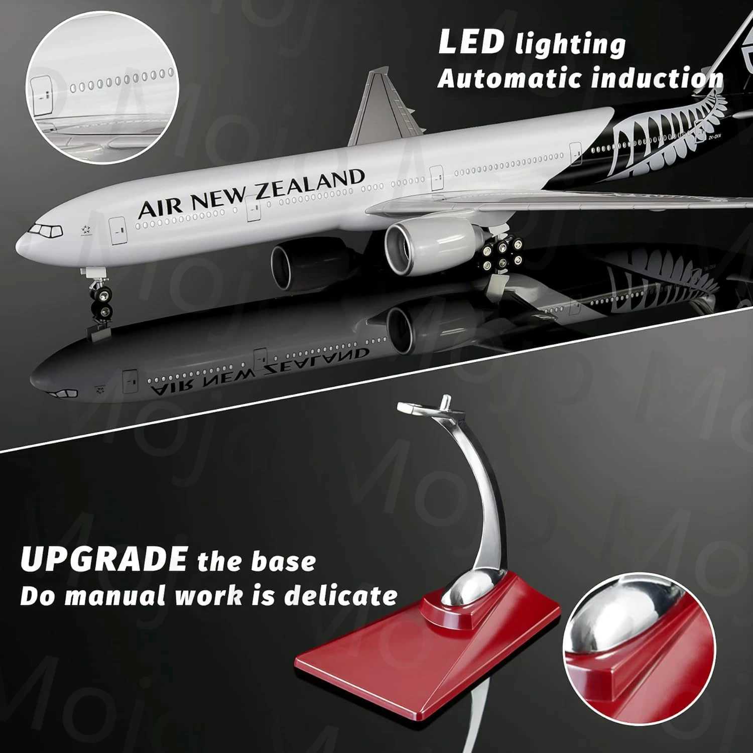 1 157 Scale 47cm Large 777 Model Airplane New Zealand Boeing B777 Plane Models Diecast Airplanes with LED Light for Collection X250114
