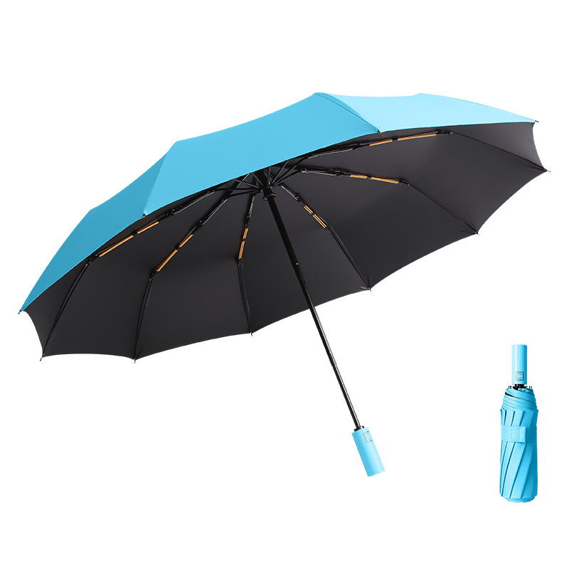 Customizable Full Automatic Black Vinyl Umbrella with Sturdy Dual Dragonbone Handle - Ideal for Any Occasion