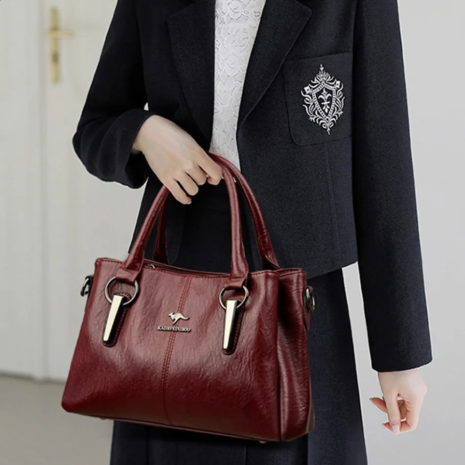 2024 Genuine 3Layers High Quality Soft Leather Ladies Shoulder Crossbody Bags for Women Handbags Women er A Main 250417