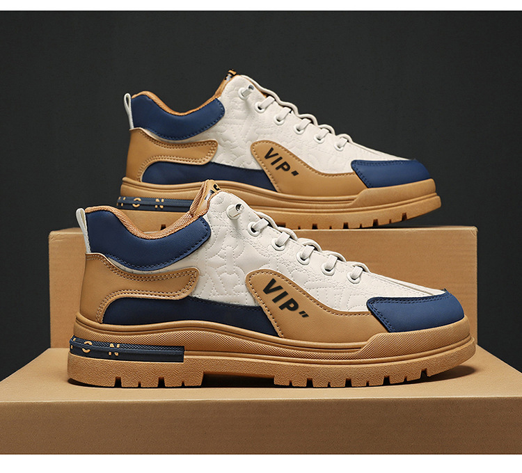 Men Casual Shoes Breathable PU Leather Platform Sneakers Summer Thick Bottom Low Top Training Sneakers