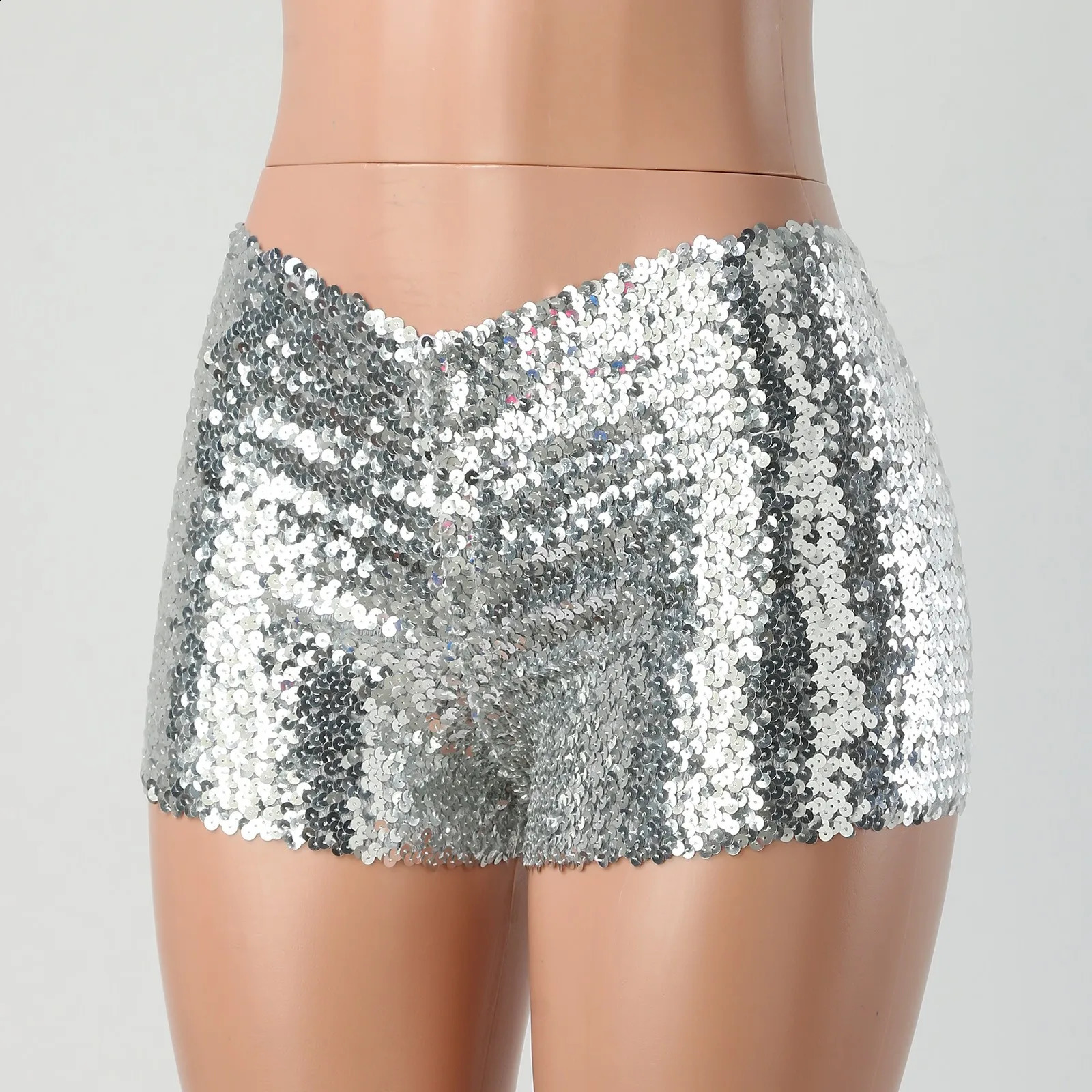 Fashionable Sequined Womens Shorts Solid Color Casual Spring And Summer Female Short Pants Multicolored Performance Costume 250107
