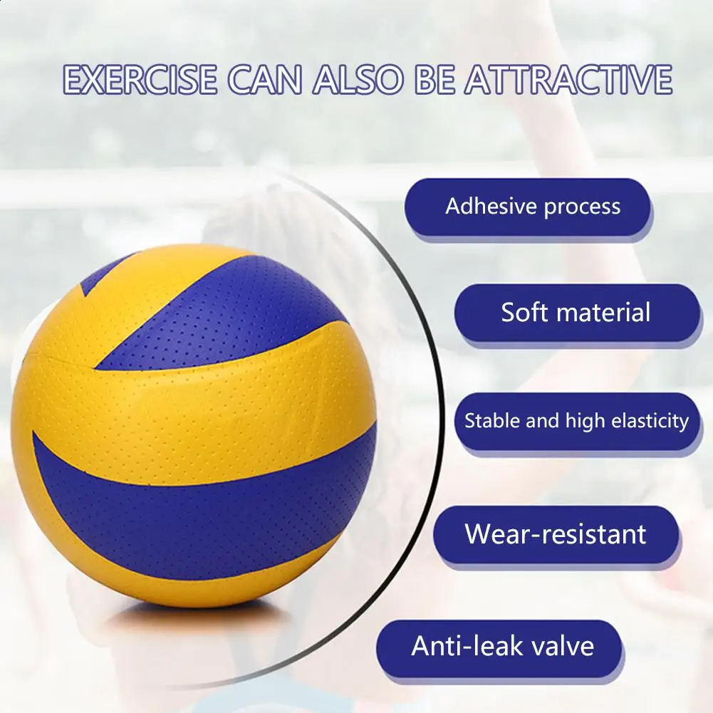 1PCS Practice Volleyball Leather PU Soft Beach Hard Training Game Ball 250107